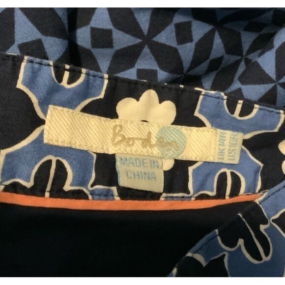 Boden Blue & White Floral & Geometric Patterned A-Line Skirt, 10R Size - Picture 7 of 8